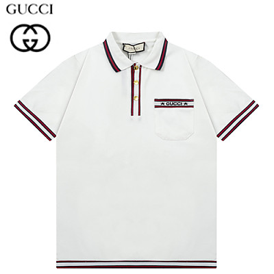 GUCCI-04013 구찌 네이비 스트라이프 장식 폴로 티셔츠 남성용