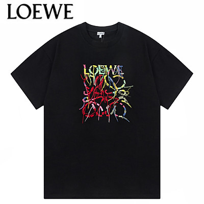 LOEWE-040110 로에베 아이보리 로고 아플리케 장식 티셔츠 남여공용