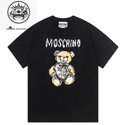 MOSCHINO-040114 모스치노 아이보리 프린트 장식 티셔츠 남여공용