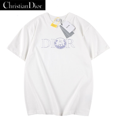 DIOR-050613 디올 라이트 블루 아플리케 장식 티셔츠 남여공용