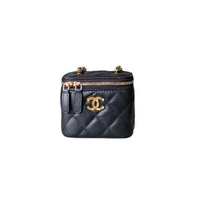 CHANEL-04248 샤넬 블랙 캐비어 가죽 미니 바니티 케이스