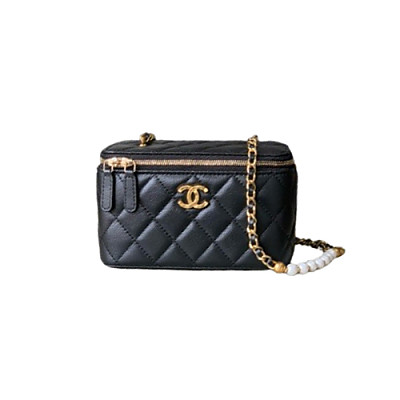 CHANEL-04249 샤넬 블랙 캐비어 가죽 바티니 케이스