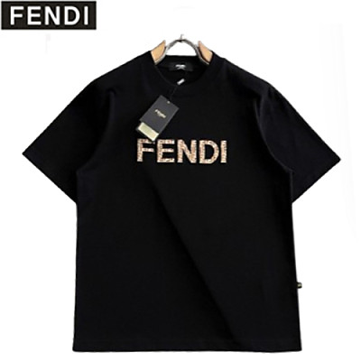 FENDI-06046 펜디 블랙 아플리케 장식 티셔츠 남성용