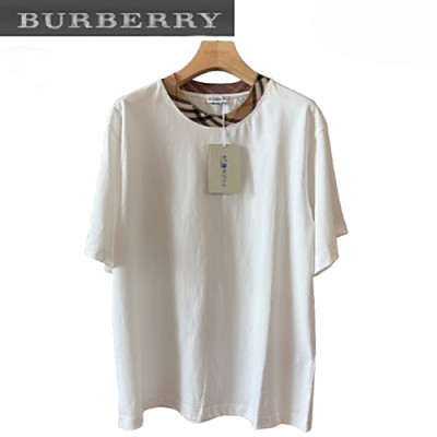 BURBERRY-06031 버버리 베이지 체크 디테일 티셔츠 남여공용