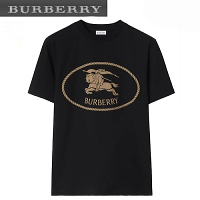BURBERRY-81109531 버버리 블랙 나이트 스탬프 코튼 티셔츠 남여공용