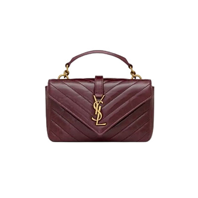 SAINT LAURENT-779430 생 로랑 버건디 유광 가죽 COLLEGE 미니