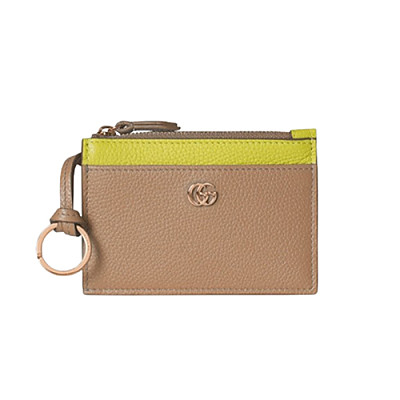 GUCCI-837966 2843 구찌 베이지/브라이트 그린 GG 마몽 카드 케이스
