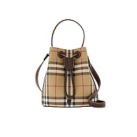 BURBERRY-81004861 버버리 베이지/브라운 미니 체크 버킷 백