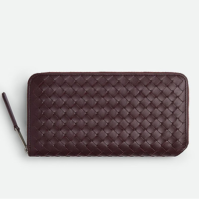 [스페셜오더]BOTTEGA VENETA-814680 인트레치아토 피콜로 지퍼-어라운드 지갑 다크 바콜로