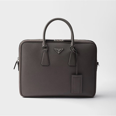 PRADA-2VE022 프라다 블랙 사피아노 가죽 브리프케이스