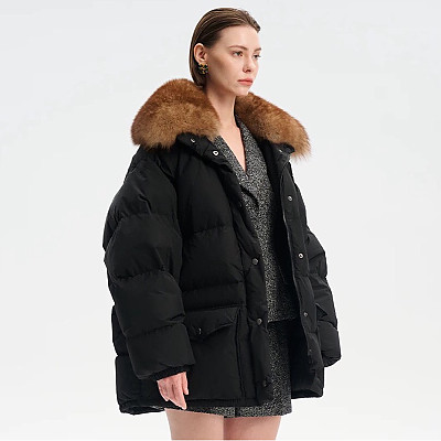 PRADA-1E3B87 프라다 신상 자카드 나일론 패딩 블랙 여성용