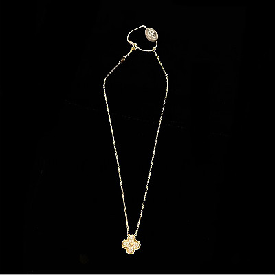 VAN CLEEF ARPELS-VCARA4 반클리프 옐로우 골드/화이트 빈티지 알함브라 펜던트