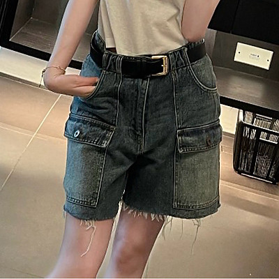 MIUMIU-032401 26년 봄/여름 신상 카고 멀티 포켓 데님 팬츠 여성용