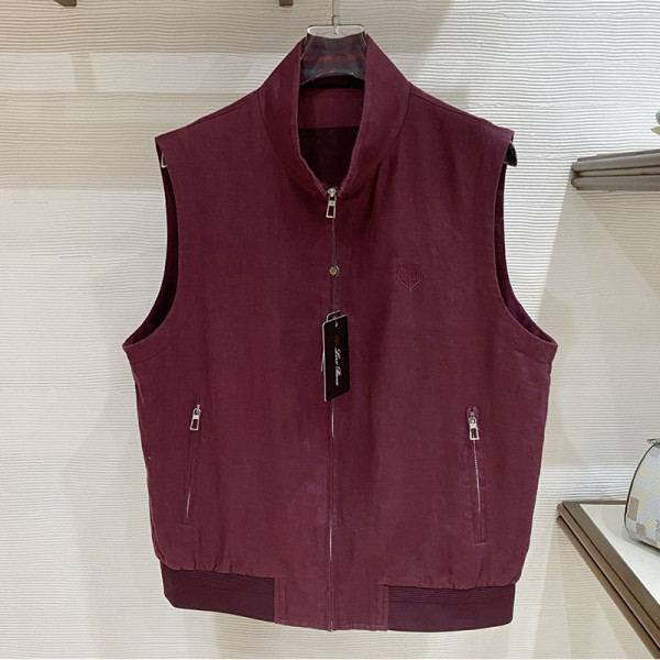 Loro Piana-03253 로로피아나 올드머니 스타일 LP 프리미엄 린넨 원단 조끼 버건디 남성용