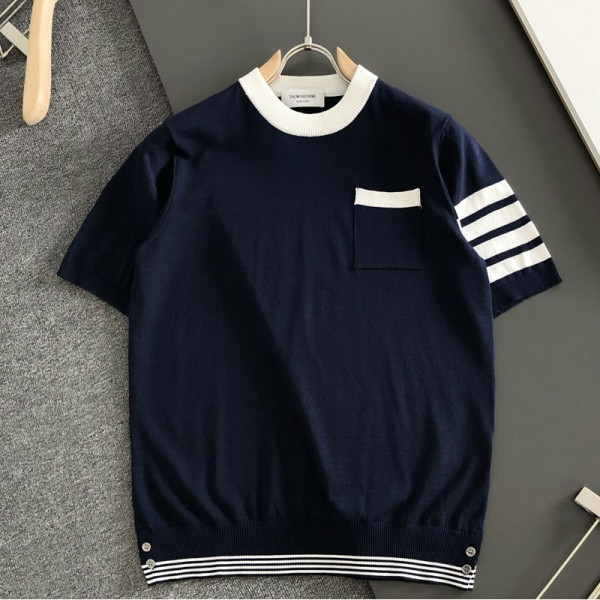 THOM BROWNE-04071 톰브라운 2026년 NEW 남성용 니티드 크루넥 반팔 셔츠