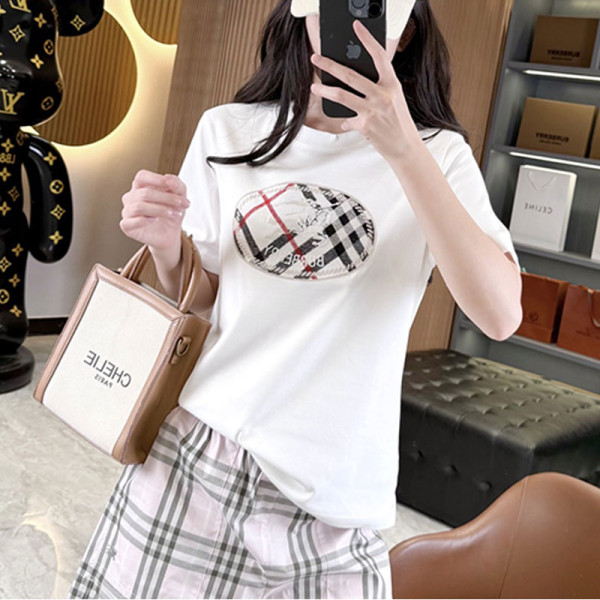 BURBERRY-07257 버버리 2026SS 여성용 체크무늬 나이트 실 코튼 반팔