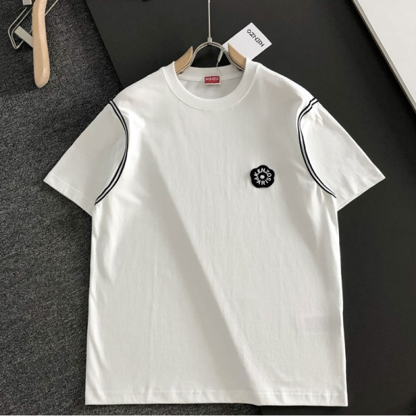KENZO-07277 겐조 2026SS 봄/여름 최신 라운드넥 자수 패션 반팔 티셔츠