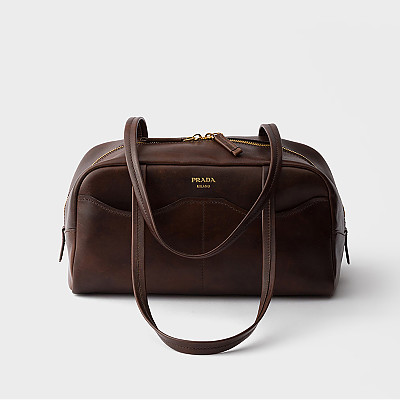 [스페셜오더]PRADA-1BB165 프라다 박스 라지 앤티크 가죽 탑핸들 백 코코아 브라운