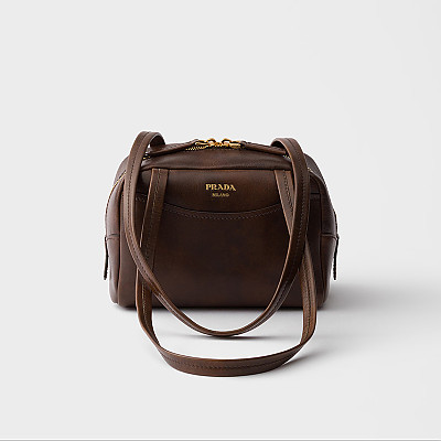 [스페셜오더]PRADA-1BB167 프라다 캐리 앤티크 가죽 탑 핸들 미니백 코코아 브라운