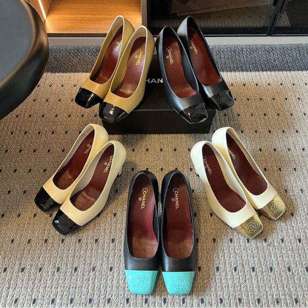 CHANEL-08175 샤넬 2026SS 신제품 컬러 블로킹 스퀘어 토 하이힐