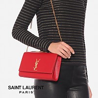 [스페셜오더]SAINT LAURENT-364021 생 로랑 블랙 하드웨어 미디엄 케이트 모노그램 사첼백