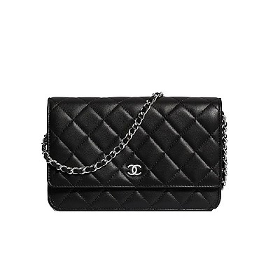 CHANEL-AP1450 샤넬 블랙 램스킨 골드볼 WOC 월릿 온 체인 19cm