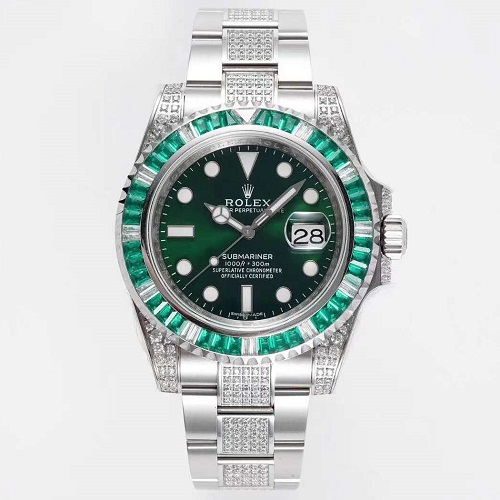 [스페셜오더]ROLEX-롤렉스 서브마리너 데이트 그린 다이아 베젤 904L 스틸 남성시계 40mm