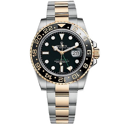 [스페셜오더]ROLEX-롤렉스 GMT-마스터 II 세라믹 베젤 18K 포금 옐로우 골드 블랙다이얼 시계40mm