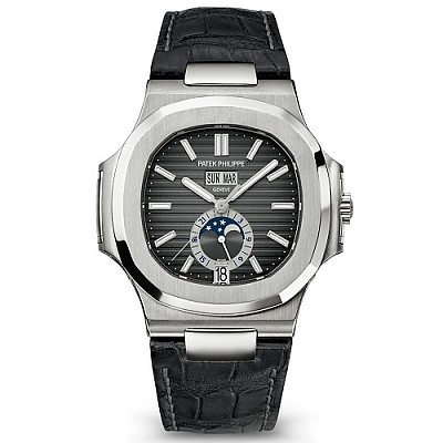 [스페셜오더]PATEK PHILIPPE-파텍 필립 노틸러스 문페이스 애뉴얼 캘린더 스틸 블랙 시계 40.5mm