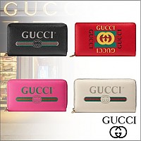 [스페셜오더]GUCCI-496317 6461 구찌 프린트 로고 레드 지퍼 어라운드 장지갑