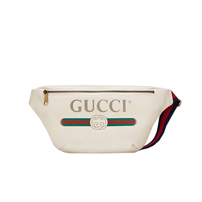 [스페셜오더]GUCCI 493869-8164 구찌 블랙가죽 프린트 로고 벨트백