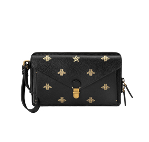 GUCCI 495678-1055 구찌 블랙가죽 벌 모양 프린트 플랩 백