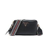 PRADA-1BH082 프라다레플 블랙 미디엄 더블 지퍼 카메라 백 22cm