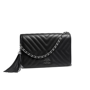 CHANEL-AP1450 샤넬 블랙 램스킨 골드볼 WOC 월릿 온 체인 19cm