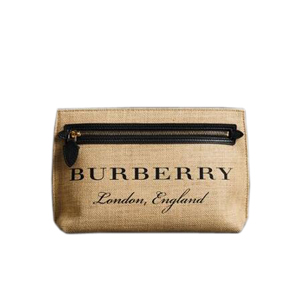 BURBERRY-40715651 버버리 로고프린트 주트 리스틀릿 클러치