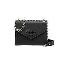 [스페셜오더]PRADA-1BD127 프라다 씨 블루 파파야 사피아노 로봇 패치 모노크롬 숄더백