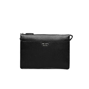 [스페셜오더]PRADA-2VF019 프라다 그레이 사피아노가죽 메탈레터링 로고 파우치