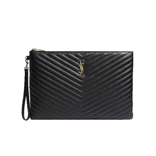 [스페셜오더]SAINT LAURENT-440222 생 로랑 블랙 금장 모노그램 마틀라세 라지 클러치 36cm