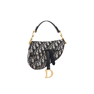 [스페셜오더]DIOR-디올 블루 Toile de Jouy 자수 Saddle 백 25cm