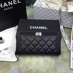 [스페셜오더]CHANEL-A80815 샤넬 보이 고트스킨 루테늄 메탈 지퍼 지갑 블랙  