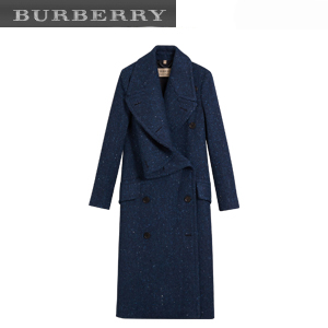 [스페셜오더]BURBERRY-45466821 버버리 헤링본 울 캐시미어 트위드 어시메트릭 코트 여성용