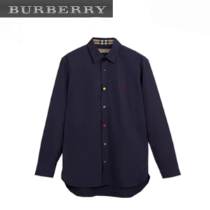 [스페셜오더]BURBERRY-80030831 버버리 컨트라스트 버튼 스트레치 화이트 코튼 셔츠