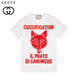 [스페셜오더]GUCCI-492347 9264 구찌 화이트 코튼 Il Prato di Ganimede Guccification 프린트 티셔츠