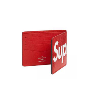 [스페셜오더] LOUIS VUITTON-루이비통 X Supreme 슈프림 콜라보 에삐 레더 슬렌더 월릿 블랙