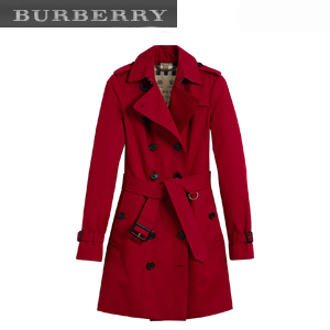 [스페셜오더]BURBERRY-39970301 버버리 샌드링엄 레드 미드 렝스 헤리티지 트렌치코트 여성용