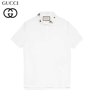 GUCCI-523059 4033 구찌 네이비 코튼 자수 장식 폴로 티셔츠