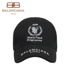 BALENCIAGA-540013 발렌시아가 화이트 WORLD FOOD PROGRAMME 로고 장식 클래식 베이스볼 캡