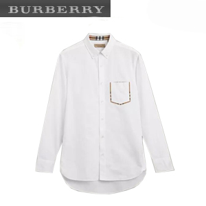 [스페셜오더]BURBERRY-80030881 버버리 체크 디테일 코튼 페일 핑크 옥스퍼드 셔츠