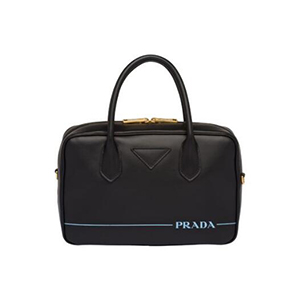 [스페셜오더]PRADA-1BB049 프라다 블랙 송아지 가죽 실크스크린 공룡 로고 미라지 스몰 탑 핸들백