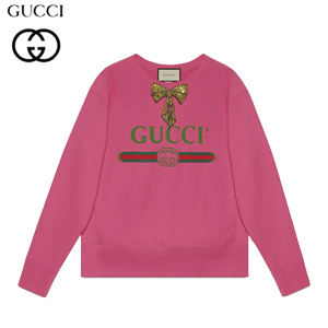 GUCCI-468809 5113 구찌 보우 장식 빈티지 로고 핑크 스웨트셔츠 여성용